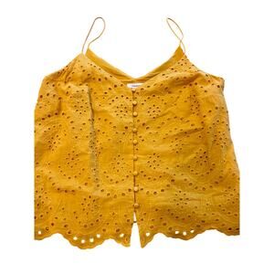 Maurices 100" Cotton Mustard Yellow Eyelet Cami Tank Top Button Front Size Small